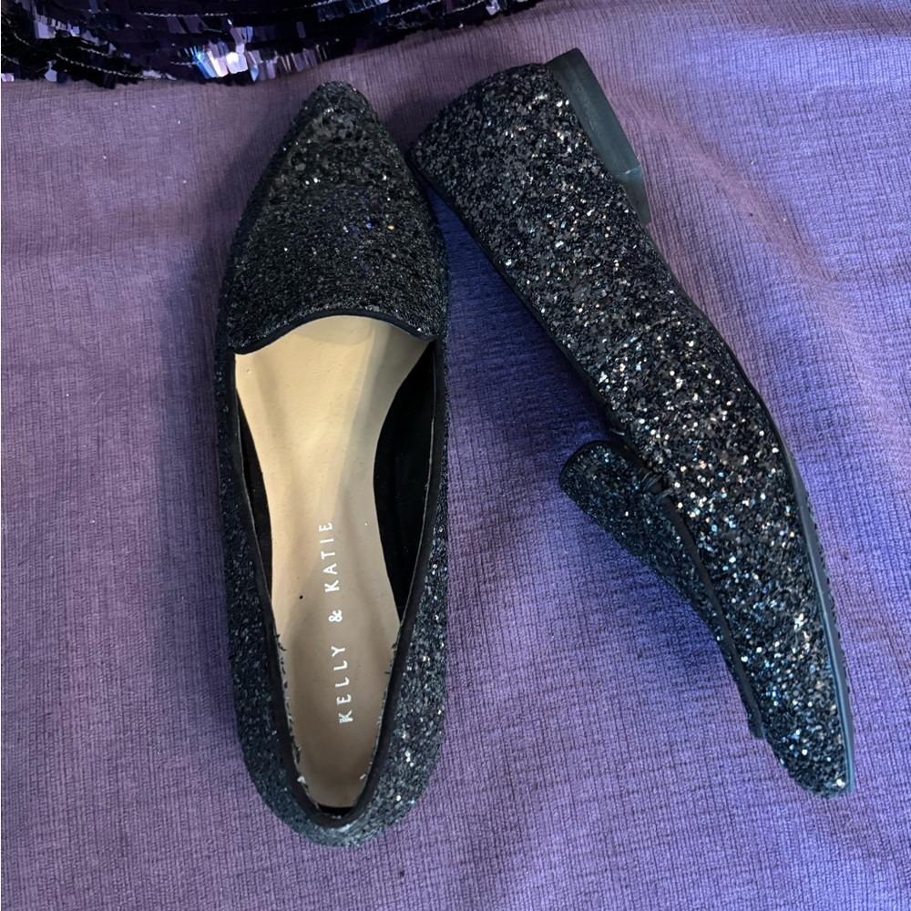 Kelly & Katie Black Glitter Flats with Pointed Toe Size 7.5 NWOT‎ - Picture 3 of 13